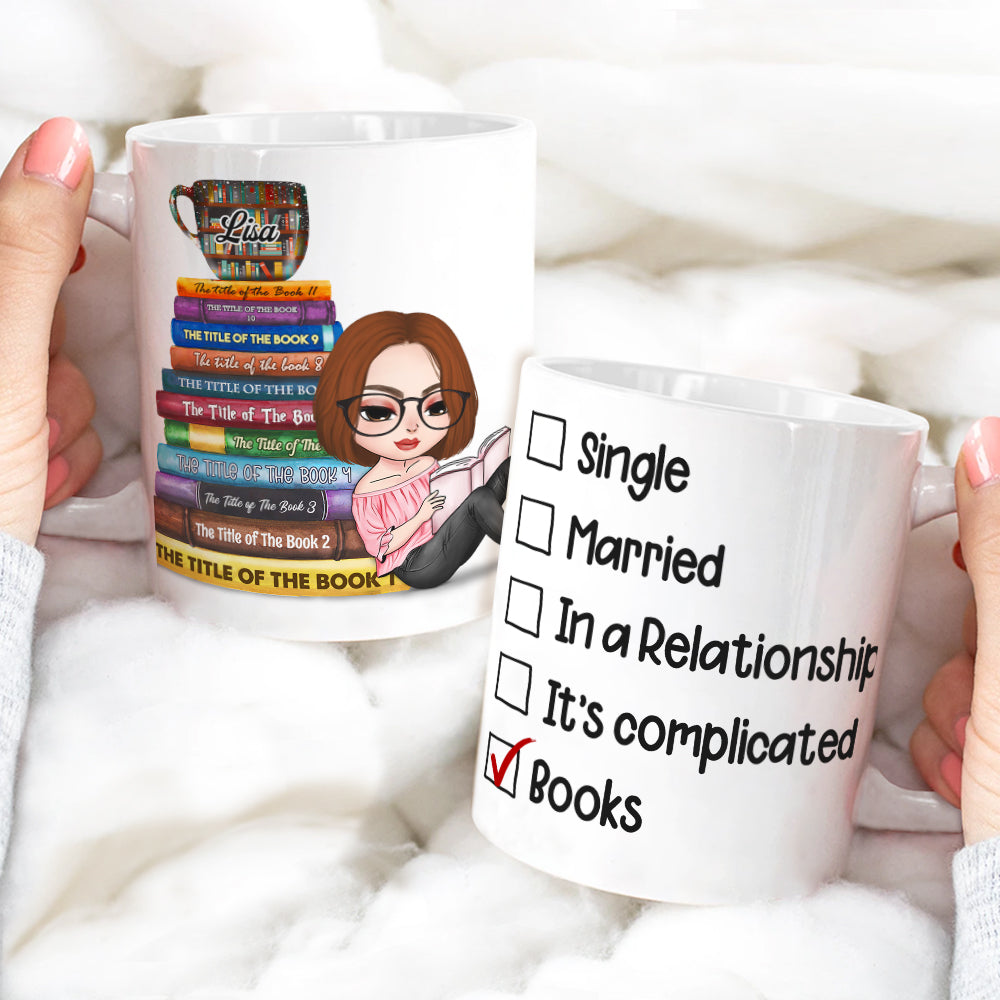 Book Single Married In A Relationship Love Books Personalized Mug 2HUHI120122
