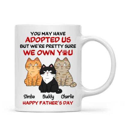 Funny Cute Cats We Own You Personalized Mug, Father's Day Gift For Cat Dad