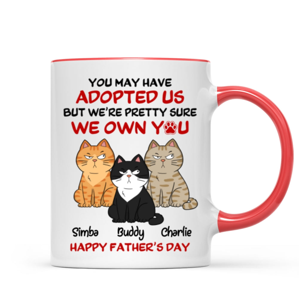 Funny Cute Cats We Own You Personalized Mug, Father's Day Gift For Cat Dad