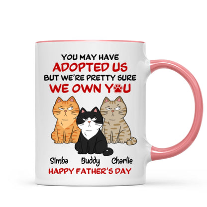 Funny Cute Cats We Own You Personalized Mug, Father's Day Gift For Cat Dad
