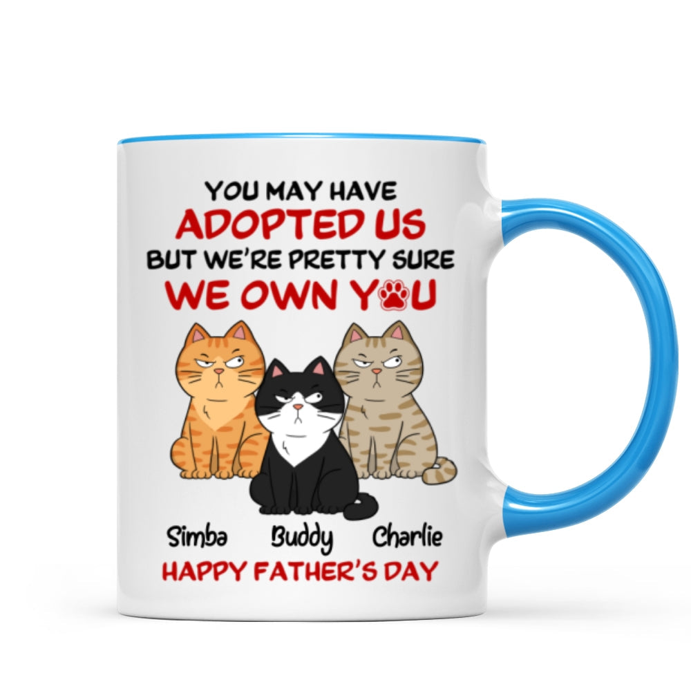 Funny Cute Cats We Own You Personalized Mug, Father's Day Gift For Cat Dad