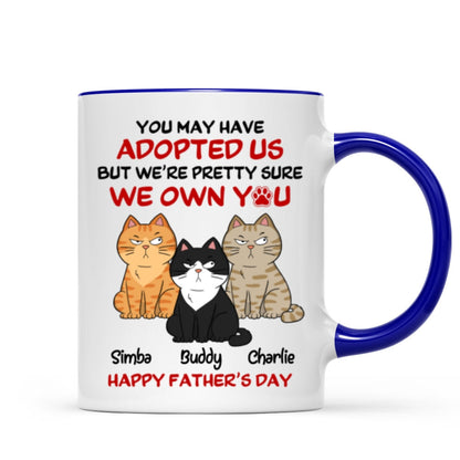 Funny Cute Cats We Own You Personalized Mug, Father's Day Gift For Cat Dad