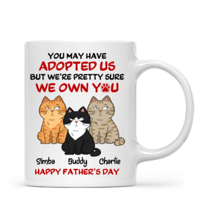 Funny Cute Cats We Own You Personalized Mug, Father's Day Gift For Cat Dad