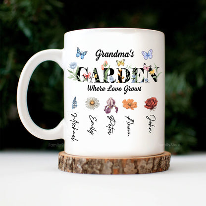 Grandma Garden Where Love Grows - Personalized White Ceramic Mug - Gift For Mom, Grandma, Bestie, Sister, Plant Lovers | CL47 NA94
