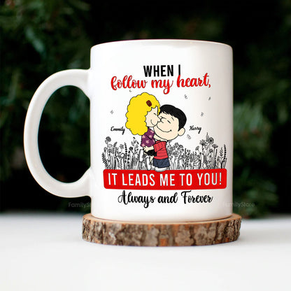 Always And Forever Peanut Couple - Personalized Accent Coffee Mug - Gift For Couple, Husband Wife | GR8 NH96