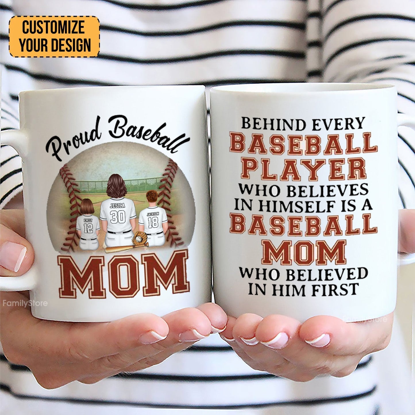 Behind Every Baseball Player Is A Baseball Mom Who Always Believes In Him - Gift For Mom - Personalized Mug SPCL01 NA94
