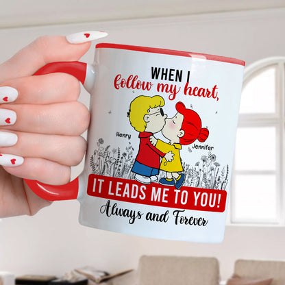 Always And Forever Peanut Couple - Personalized Accent Coffee Mug - Gift For Couple, Husband Wife | GR9 NH96