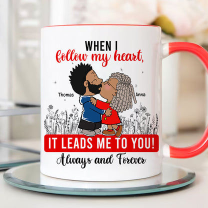 Always And Forever Peanut Couple - Personalized Accent Coffee Mug - Gift For Couple, Husband Wife | GR9 NH96