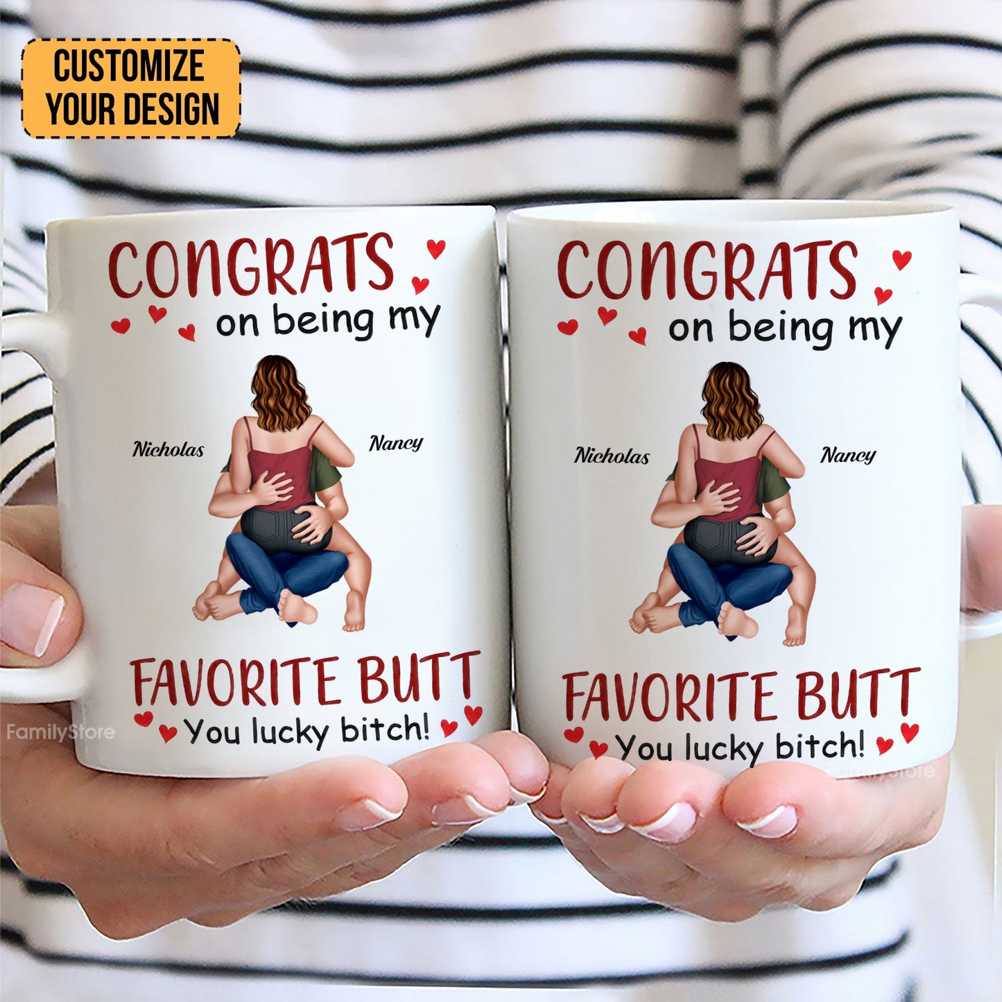 Congrats On Being My Favorite Butt - Personalized Ceramic Mug - Gift For Couple, Husband Wife - CL28 NH96