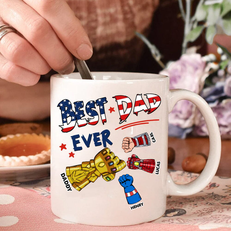 Best Dad Ever Hand To Hands American Flag - Gift For Dad - Personalized Ceramic Mug