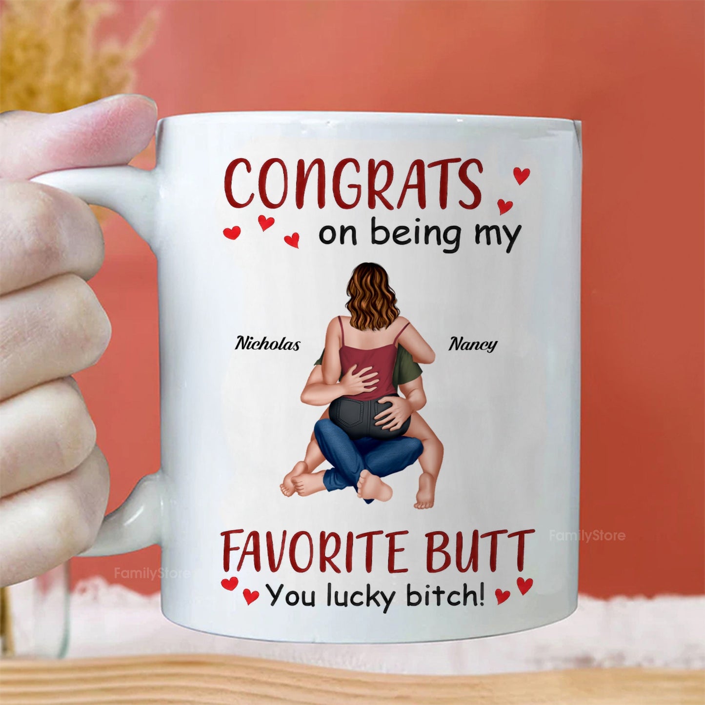 Congrats On Being My Favorite Butt - Personalized Ceramic Mug - Gift For Couple, Husband Wife - CL28 NH96