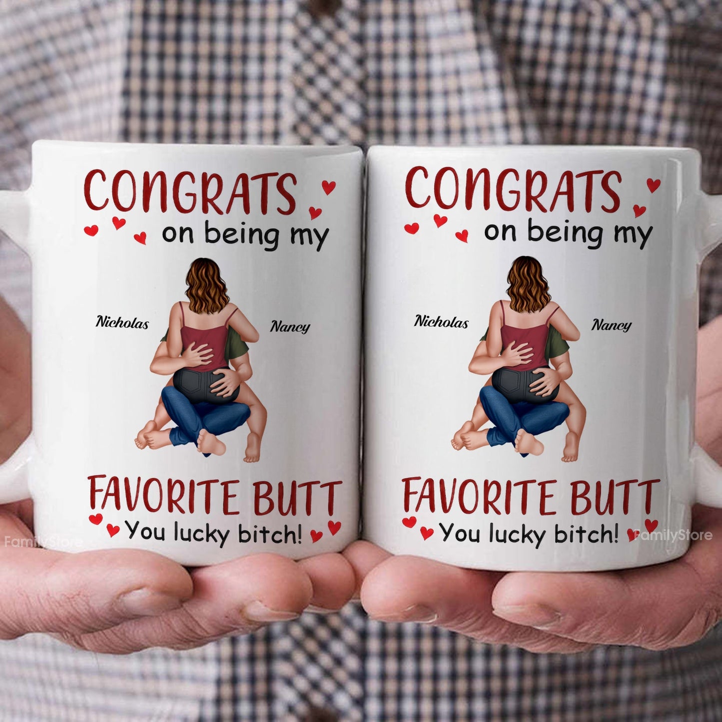 Congrats On Being My Favorite Butt - Personalized Ceramic Mug - Gift For Couple, Husband Wife - CL28 NH96