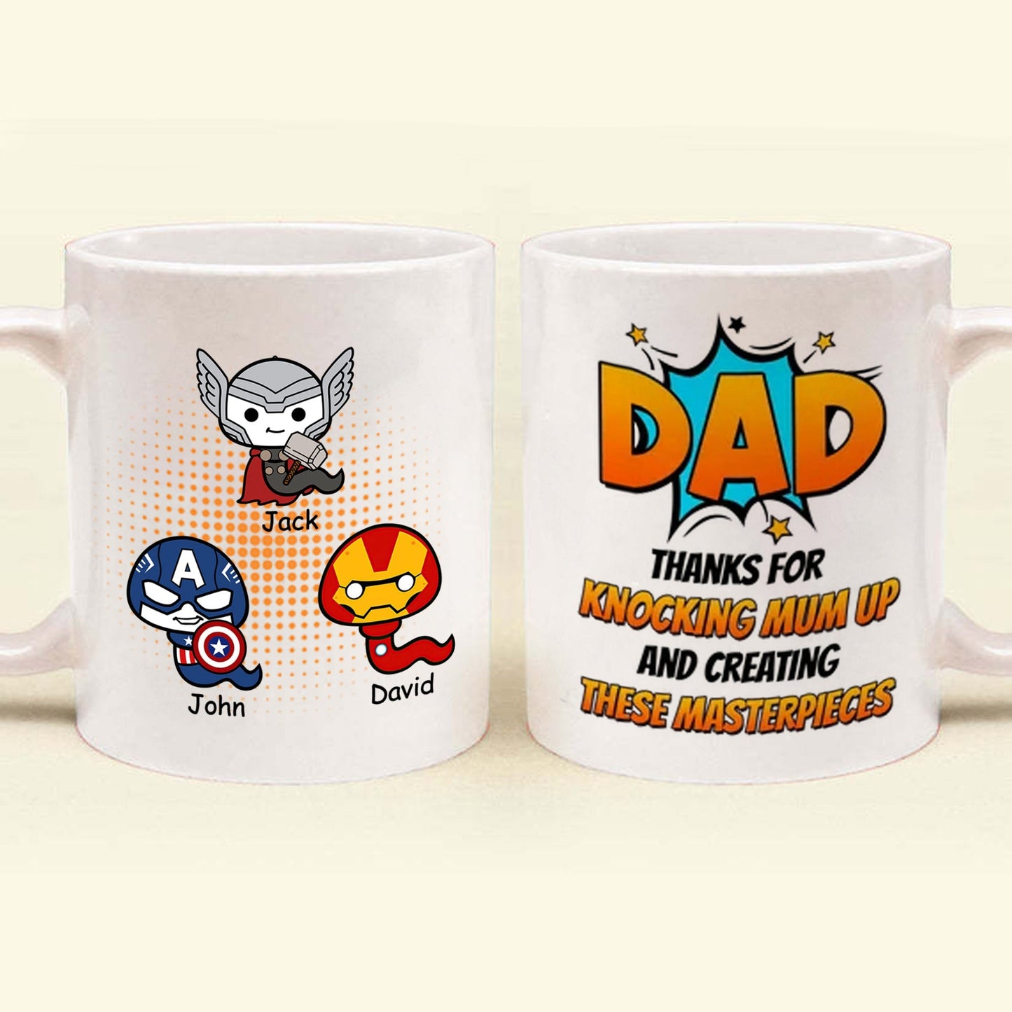 Thanks Dad For Knocking Mom And Creating These Masterpieces - Gift For Father's Day - Personalized Ceramic Mug