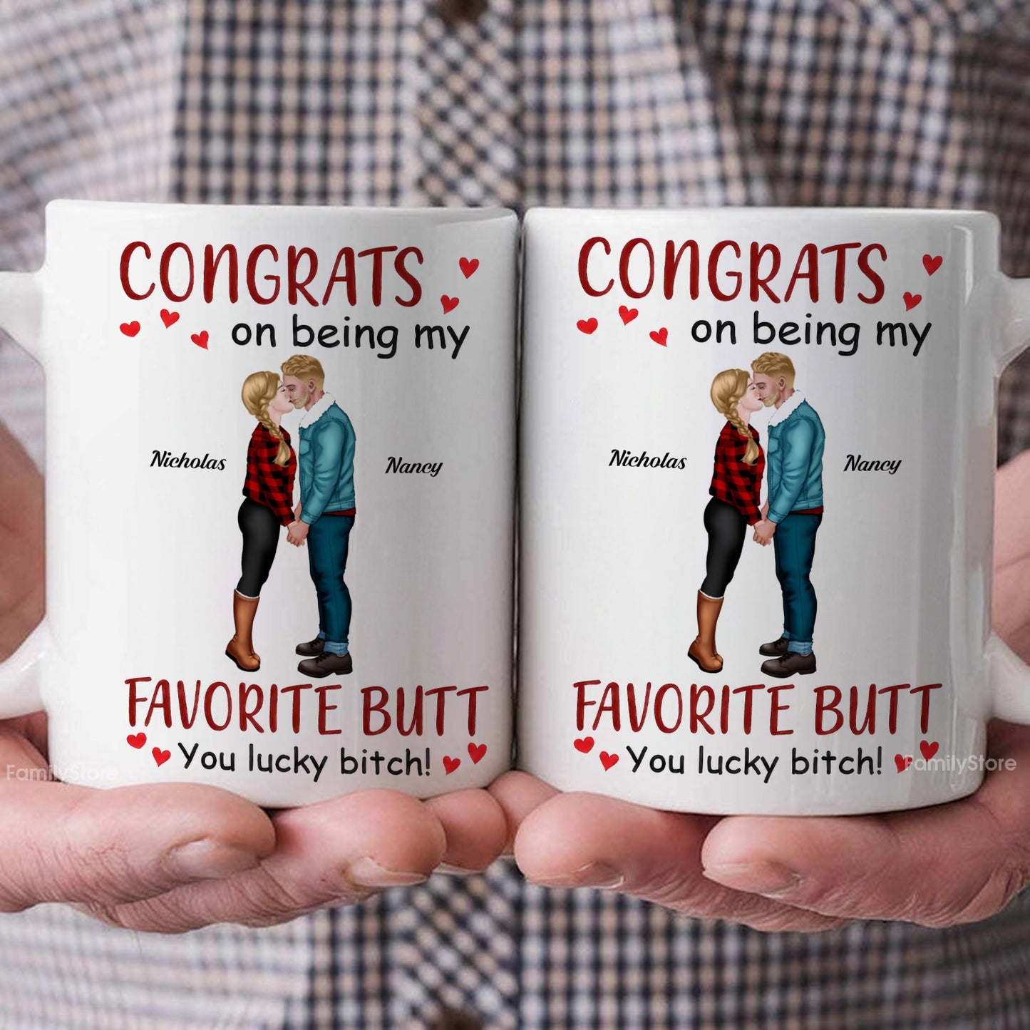 Congrats On Being My Favorite Butt - Personalized Ceramic Mug - Gift For Couple, Husband Wife - CL30 NH96