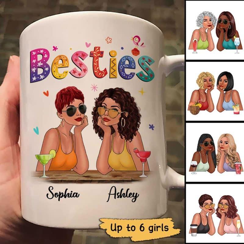 Colorful Fashion Besties Personalized Mug