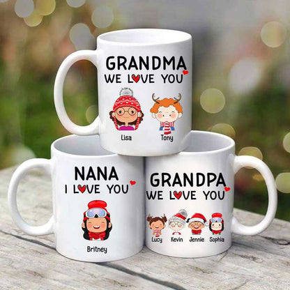 Dad Mom Grandparents We Love You Cute Kids Personalized Mug