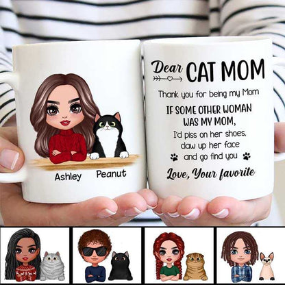 Dear Doll Cat Dad Mom Fluffy Cats Personalized Mug