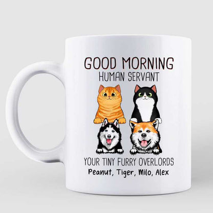 Dogs Cats Good Morning Human Servant Personalized Mug