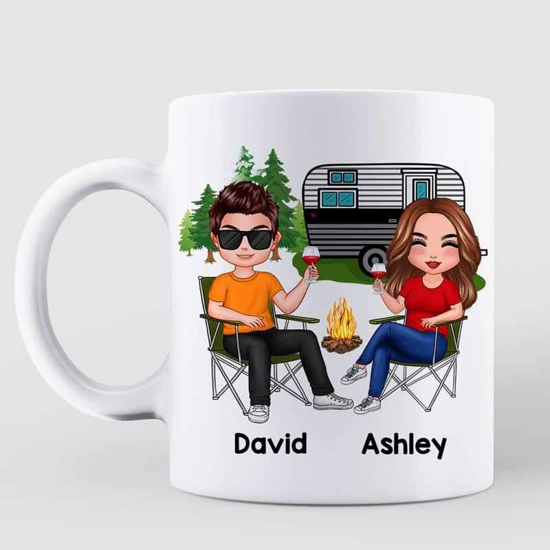Doll Couple Camping Gift For Him For Her Personalized Mug