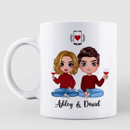 Doll Couple Swiped Right Gift Online Dating Tinder Bumble Personalized Coffee Mug