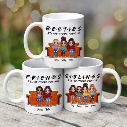 Doll Girls Friends Sisters Besties On Couch Personalized Mug