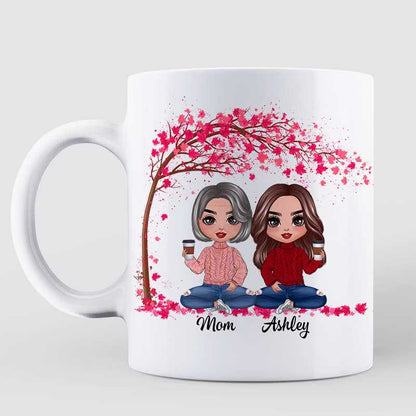 Doll Women Gift For Mother Mom And Daughters Sitting Under Tree Personalized Mug
