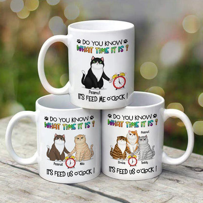 Fluffy Cats Feed Us O'Clock Personalized Mug