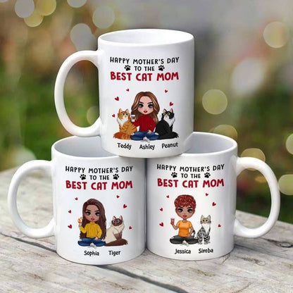 Happy Mother's Day To The Best Cat Mom Gift Doll Woman Personalized Mug