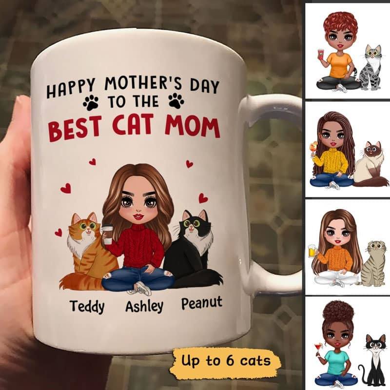 Happy Mother's Day To The Best Cat Mom Gift Doll Woman Personalized Mug