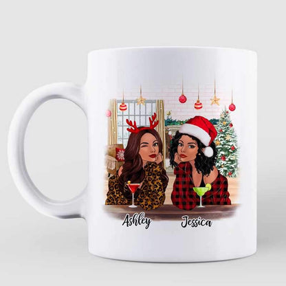 Leopard Checkered Christmas Fashion Besties Personalized Mug