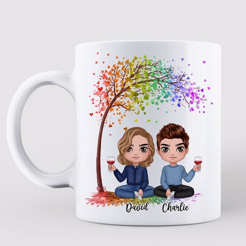 LGBT Doll Couple Under Tree Personalized Mug