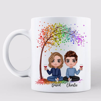 LGBT Doll Couple Under Tree Personalized Mug