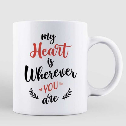 Pink Heart Doll Couple Sitting Gift For Him For Her Personalized Mug