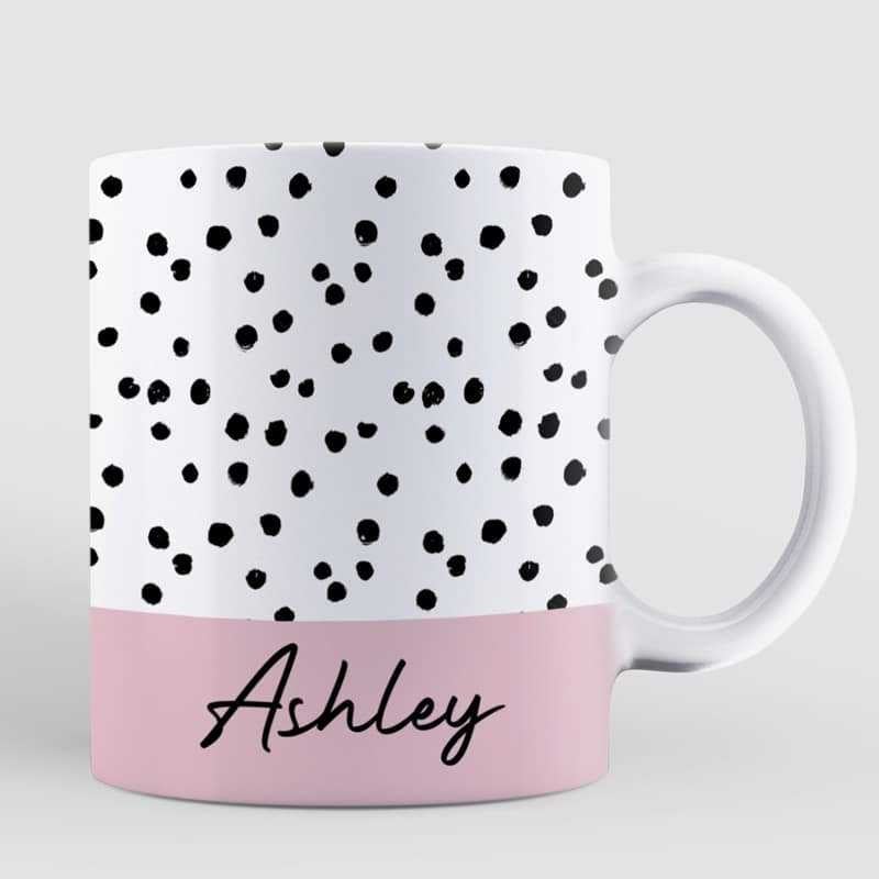 Polka Dot Name Mug Birthday Gift For Her Tea Coffee Lover Personalized Mug