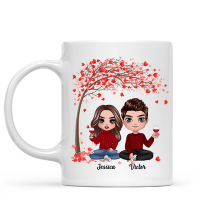 Red Tree Doll Couple Sitting Gift For Him For Her Personalized Mug