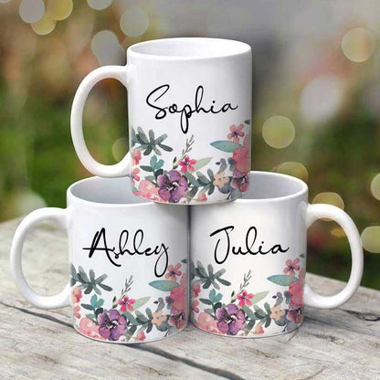 Watercolor Flower Name Gift For Her Gift For Woman Personalized Coffee Mug