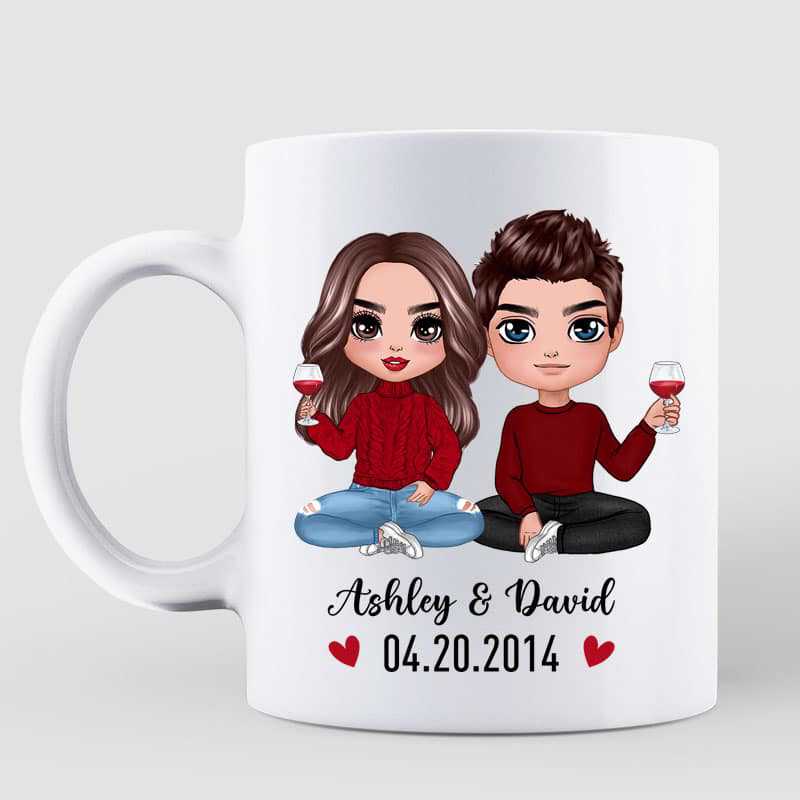 Where It All Began Doll Couple Sitting State Map Gift Anniversary Gift For Her For Him Personalized Mug