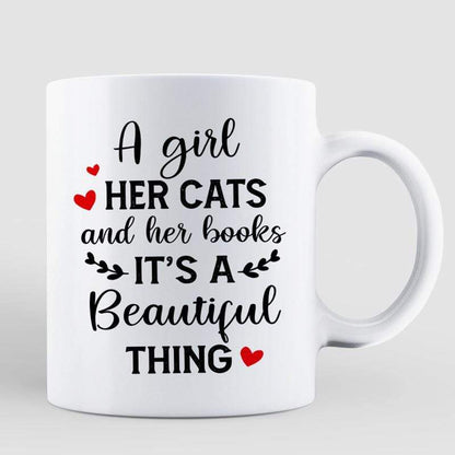 A Girl Her Cat And Her Books It's A Beautiful Thing Personalized Mug