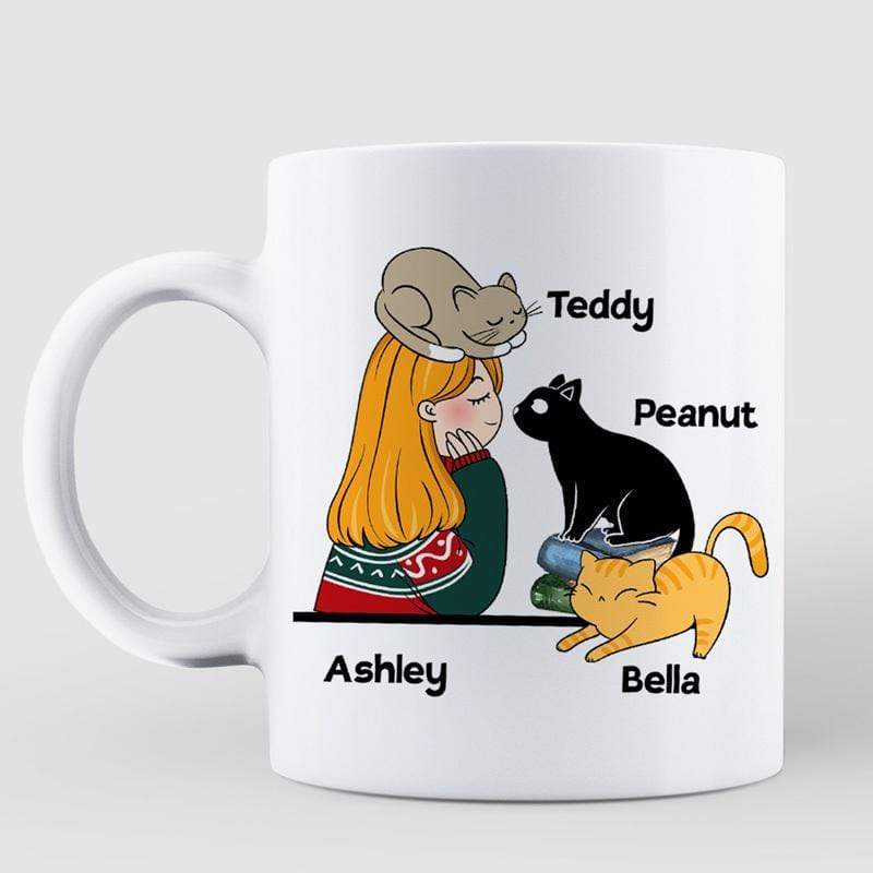 A Girl Her Cat And Her Books It's A Beautiful Thing Personalized Mug