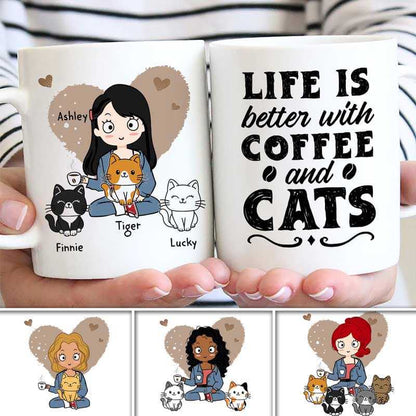 Better Life Cat Coffee Chibi Girl Personalized Mug