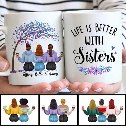 Better With Sisters Tree Personalized Mug