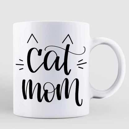 Cat Mom Chibi Girl And Sitting Cat Personalized Coffee Mug