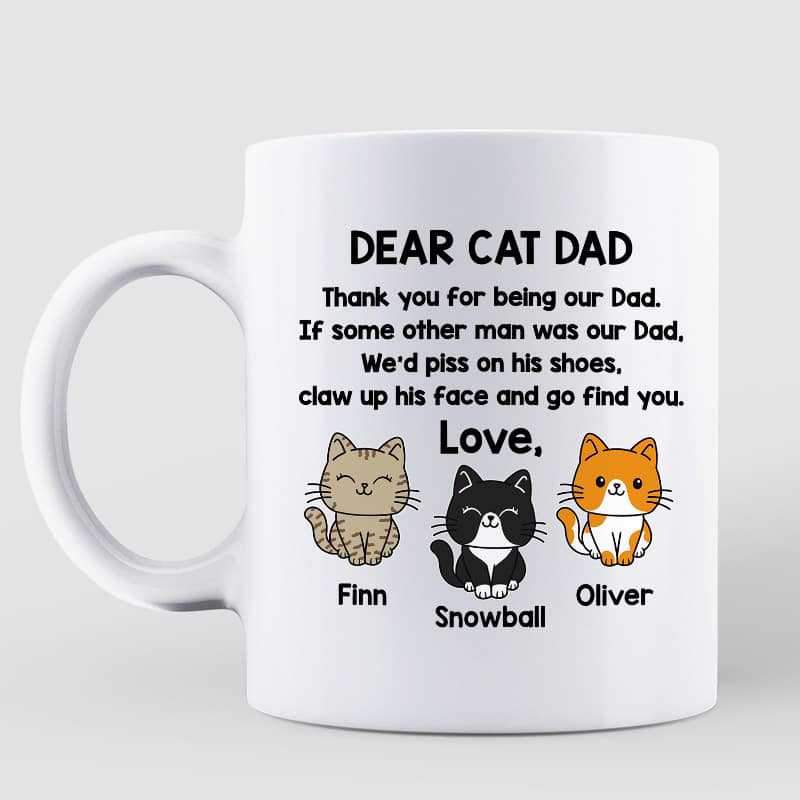 Dear Cat Dad Cute Sitting Cat Personalized Coffee Mug