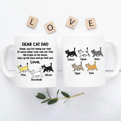 Dear Cat Dad Personalized Mug [4-9 Cats]