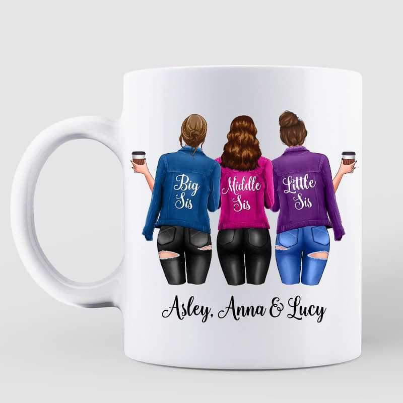 Denim Jacket Sisters Personalized Mug