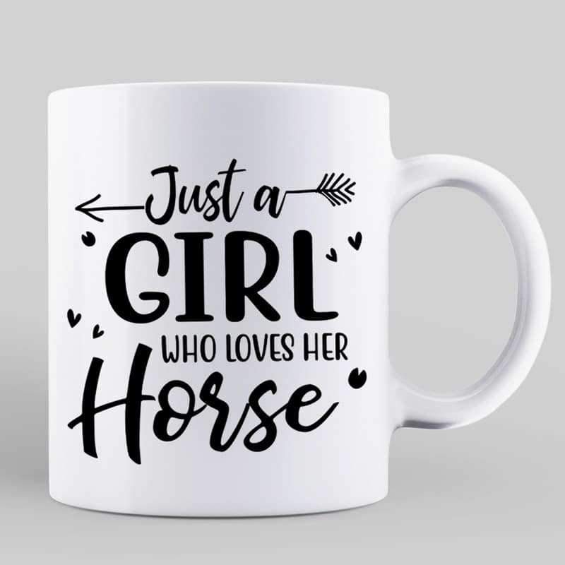 Girl Loves Horse Back View Personalized Coffee Mug