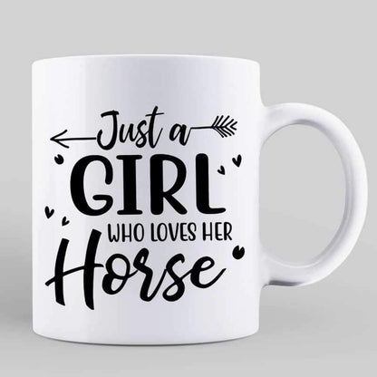 Girl Loves Horse Back View Personalized Coffee Mug