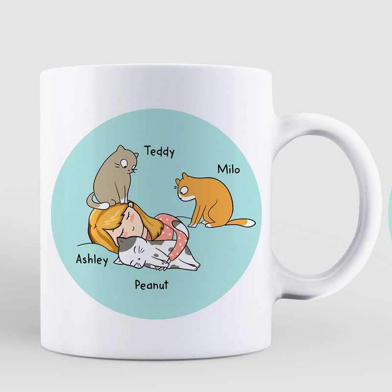 Girl Sleeps With Cats Personalized Mug