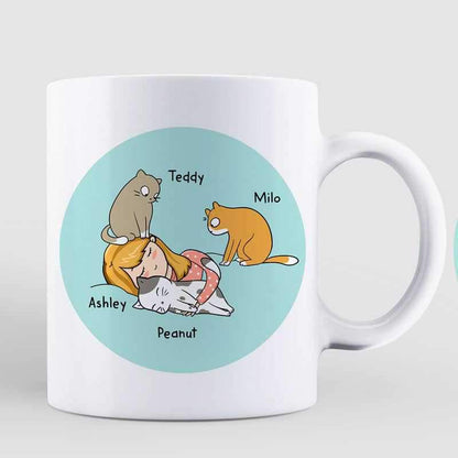 Girl Sleeps With Cats Personalized Mug