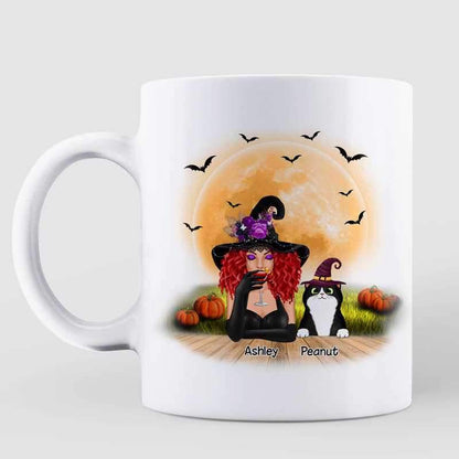Halloween Witch Cat Mom Personalized Mug